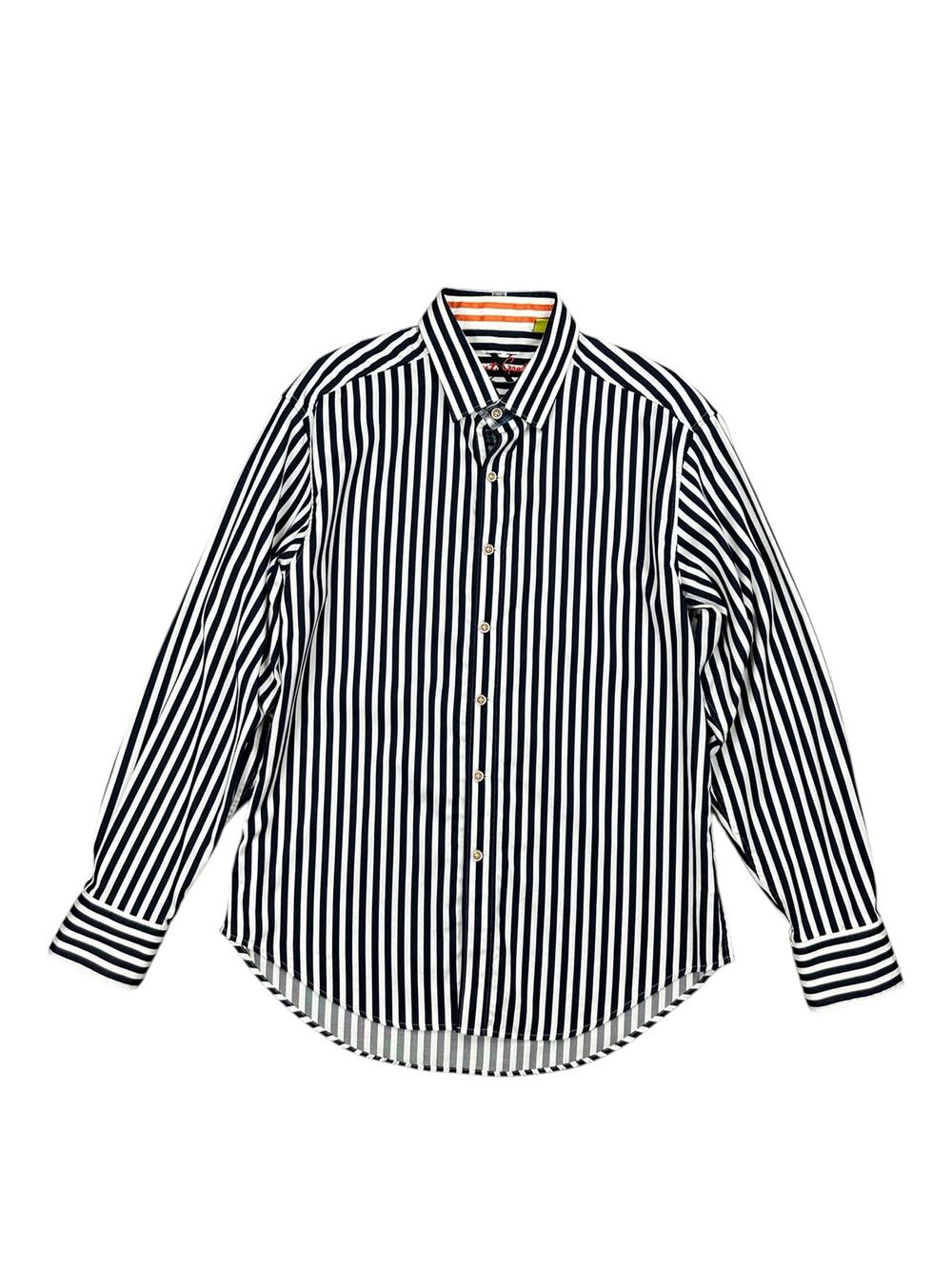 Robert Graham X Collection Tailored Fit Bengal Stripe Long Sleeve Shirt — Large